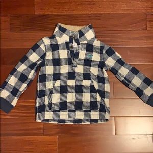 Fleece plaid mock neck sweatshirt. Sherpa lined